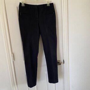 Neiman Marcus Black Ankle Pants Stretch Poly Cotton Blend Mid Rise Zip W4,
